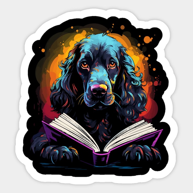 Field Spaniel Reads Book Sticker by JH Mart